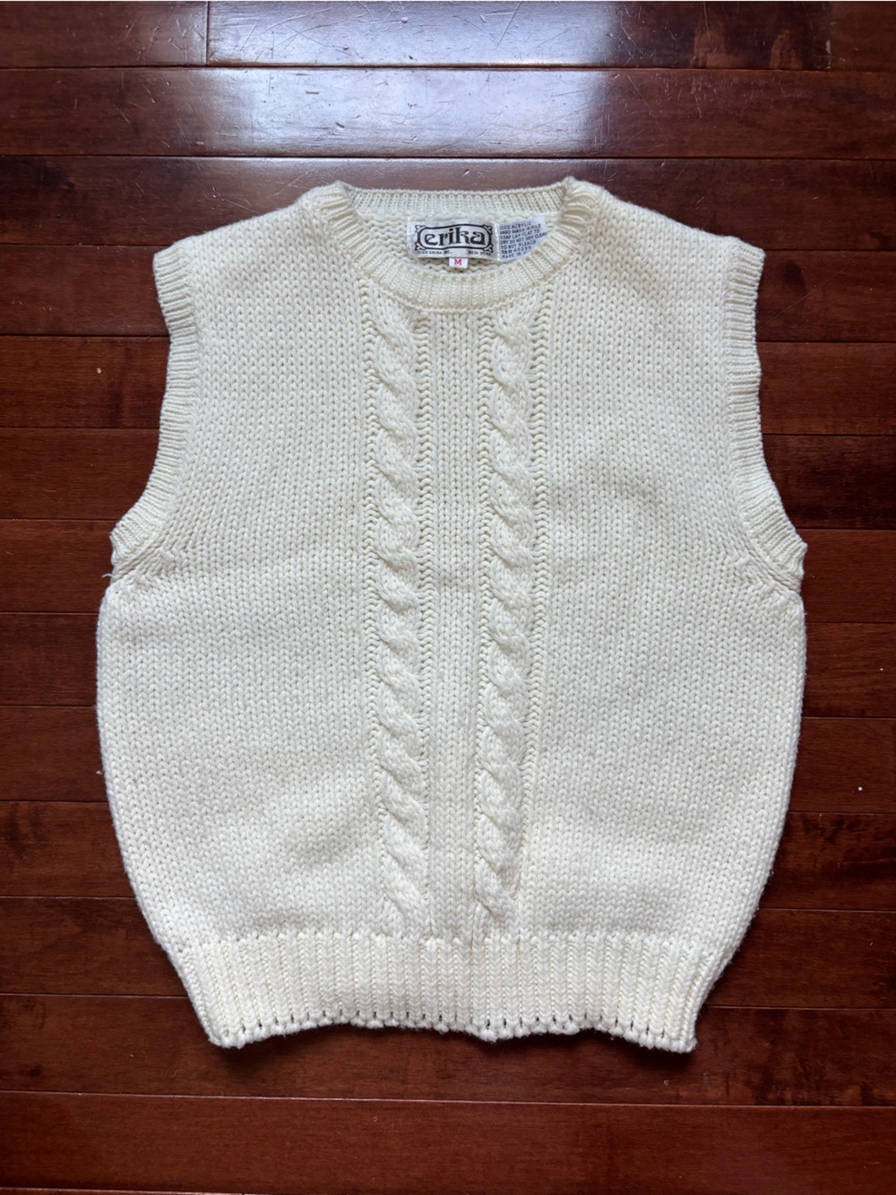 Erika Ivory Cable-Knit Sleeveless Pullover Vest